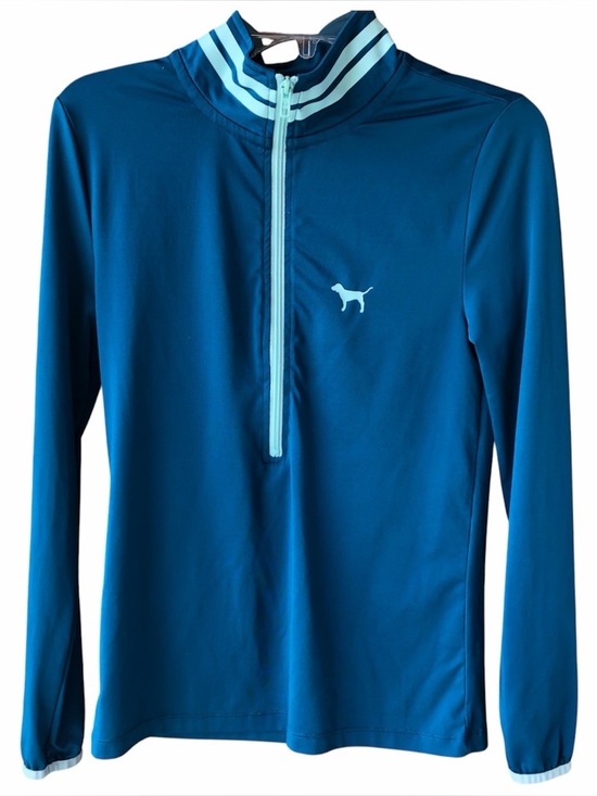 PINK Victoria's Secret Tops - PINK V.S. Long Sleeve Quarter Zip Up Blue Size L —#009